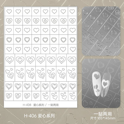 Kaniu Transparent Hollow French Nail Stickers Snowflake Starry Design Nail Art Decal Self-Adhesive Manicure Stencil Template