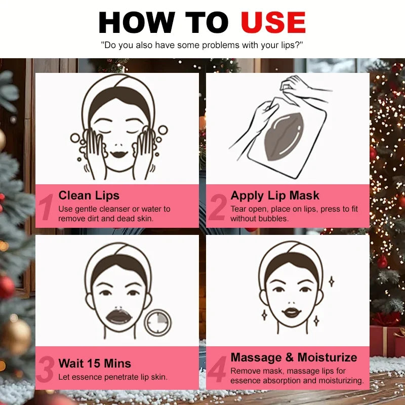 Gel Collagen Lip Mask Crystal Lip Pads For Moisturizing, Anti-Wrinkle, Firms & Hydrates Lips remove lip lines For Christmas