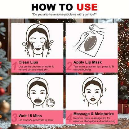 Gel Collagen Lip Mask Crystal Lip Pads For Moisturizing, Anti-Wrinkle, Firms & Hydrates Lips remove lip lines For Christmas