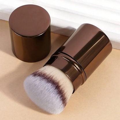 1pc Professional Face Retractable Makeup Brush,Blush Brush Foundation Brush Loose Powder Brush Synthetic Hair Ultra-Soft Doundat