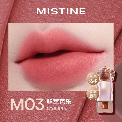 Mistine Lipstick Nude Long Wear Lip Creamy Korean Makeup Matte Lip Glaze Mirror Gloss Lip Jelly Long Lasting 2.9g