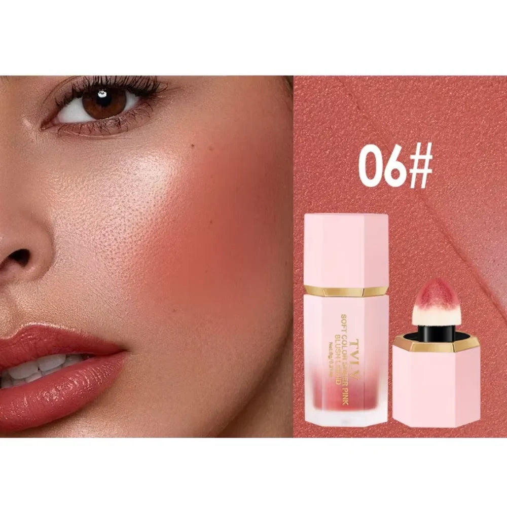 TVLV Velvet Liquid Blush Matte Sponge Head Blusher Natural Lasting Brighten facial Contour Blush Tint Makeup