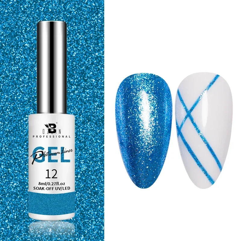 5ML Gold Silver Metallic Liner Paint Gel Polish Chrome Mirror Metal Effect Super Bright French UV LED Semi Permanent Nail Gel