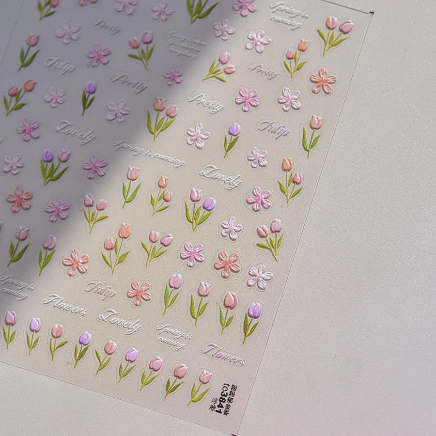 1pcs Dream Flower Window Shell Light Nail Art Stickers Japanese Flower Self Adhesive Stickers Press On Nails Decoration Decals