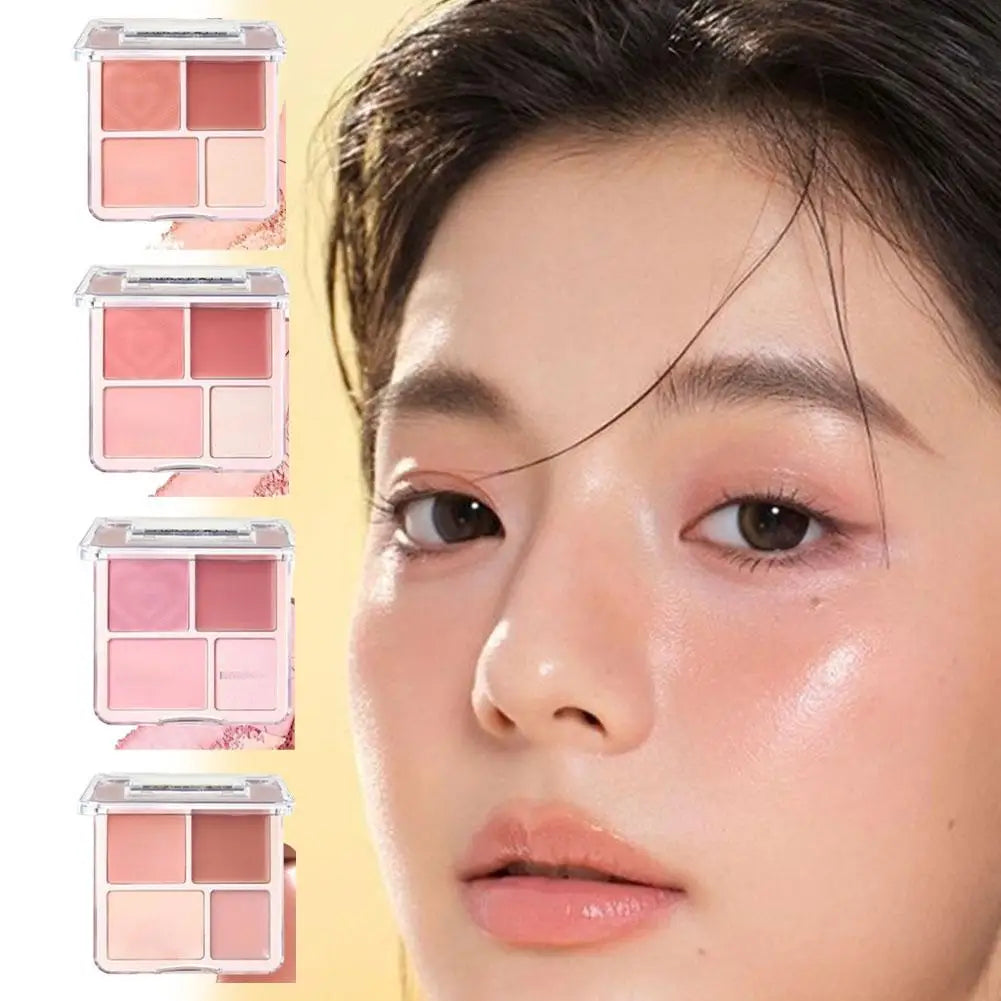4-Color Blush Highlighter Palette Matte Shrinking And Brightening Shades Smooth Texture Blush+Contour+Highlighter Korean Makeup