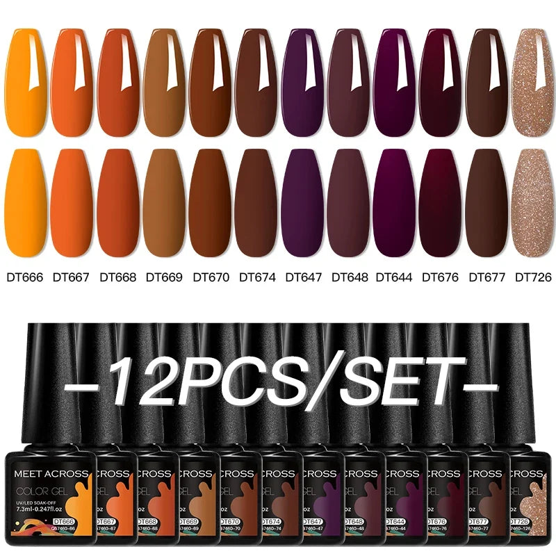 12pc All-season Nail Gel Polish Set Multicolor TPO HEMA Free Long-Lasting UV LED Nail Supplies for Women Daily & Party Wearing