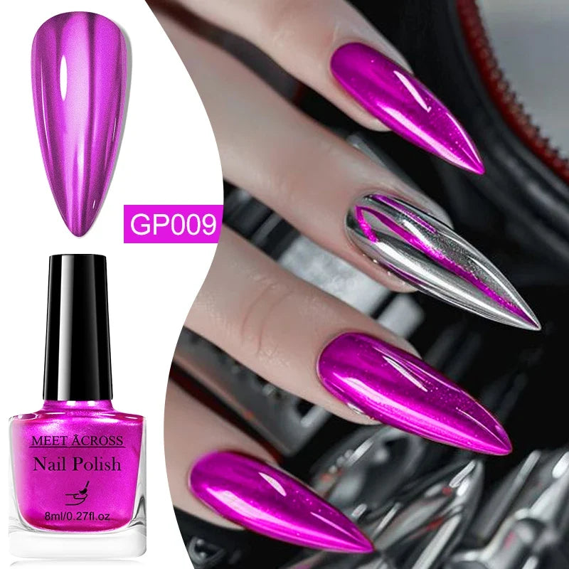 8ml Metallic Nail Polish Mirror Effect Fast Drying Long-Lasting Nails Art Polish DIY No Need Lamp Cure Manicure Nail Supplies