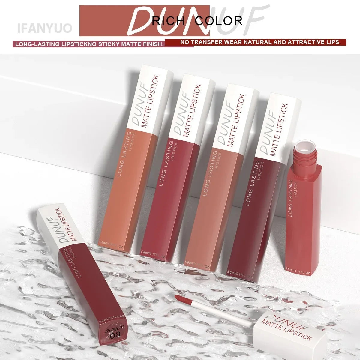 Non Stick Cup Liquid Lipstick Dark Purple Long Lasting Lip Gloss Matte Velvet Finish Resistant To Fading Waterproof Lip Cosmetic