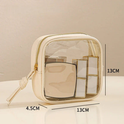 New Fashion Travel Portable Transparent Handheld Makeup Storage Bag Multi purpose Increased Capacity PVC Waterproof Toilet Bag