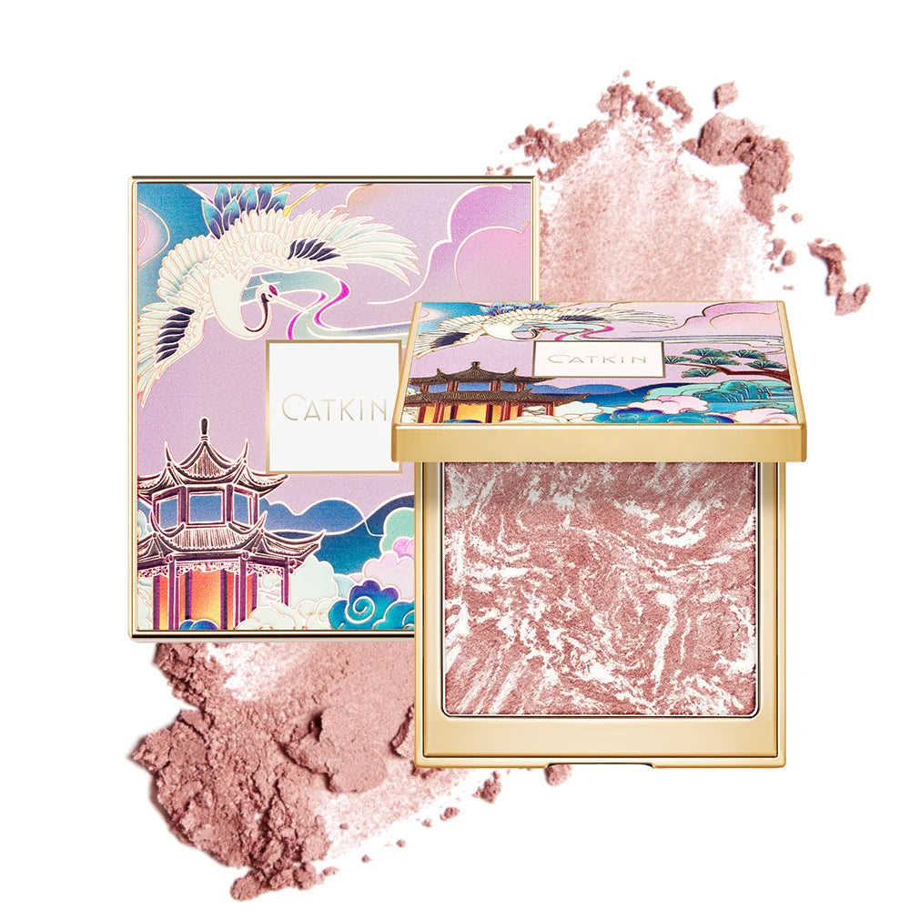 CATKIN Eternal Love 10g Rosy Cranes Blush Baked Powder Silky Smooth Touch Distinct Silhouette Natural Redness Chinese Style