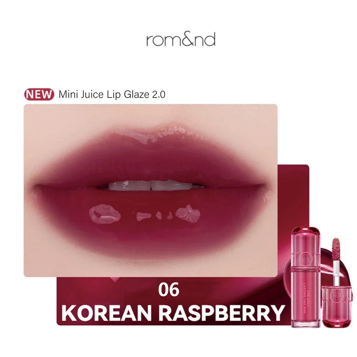 rom&nd THE JUICY LASTING TINT MINI,Juicy Glossy Texture,Lightweight Non-Sticky,Portable Design,Glamour,K-Beauty,Korean Makeup