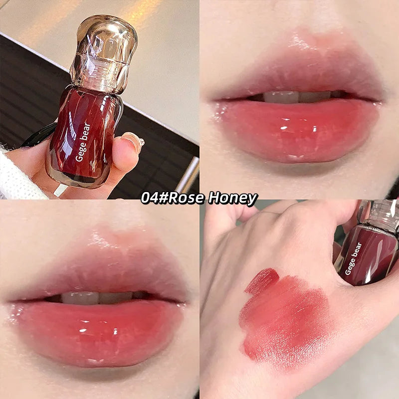 Gege Bear Crystal Gloss Lip Tint — Autumn/Winter Hydrating Formula, Mirror-Gloss Finish, Youthful Plumping Effect