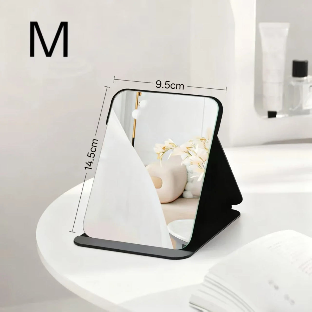 1PC Portable Compact Folding Makeup Mirror - Desktop Size, Suitable for Student Dormitories, Homes, with Storage Function