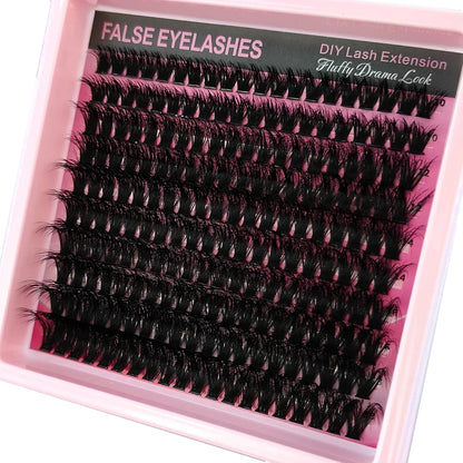 10Row 40D-200D 5D Fluffy Thick Lashes Clusters 10-18mmMix Wispy Individual Lashes Extensions Clusters DIY Makeup False Eyelashes