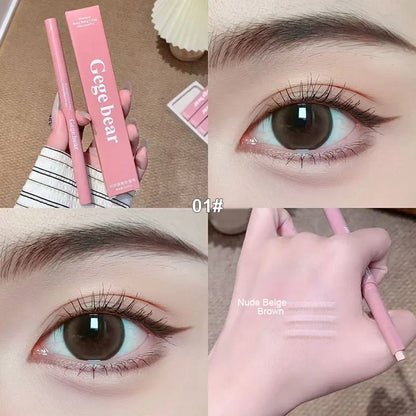 Double Ended Lying Silkworm Pencil 2 in1 Highlighter Nude Lower Eyelid Contour Aegyo-sal Eyeliner Makeup Stick with Detail Brush