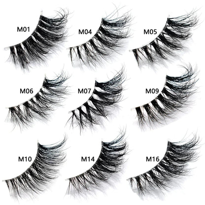 3D Mink Fluffy Half False Eyelashes Natural Soft Lightweight Clear Band Half Eye Strip Lashes Reusable Short Eyelashes Extension