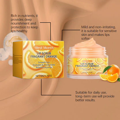 Orange Lip Scrub Exfoliating Softening Anti Chapped Remove Dead Skin Fade Pigmentation Hydrating Brightening Smoothing Lip Scrub