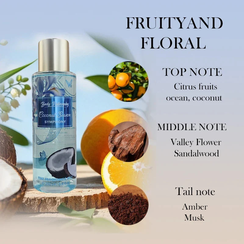Women's Body & Hair Mist 8.4oz - 6 Fruity & Floral Scents, Spring/Summer Pheromone Fresh Fragrance Spray Perfume