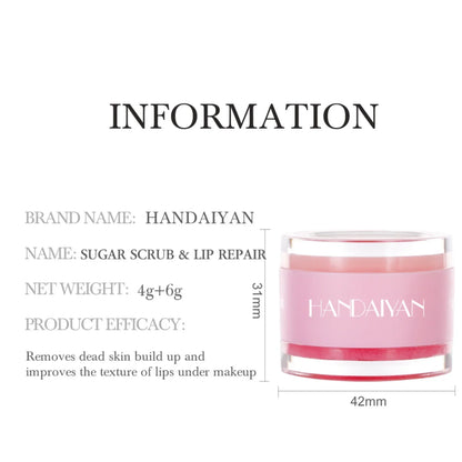 HANDAIYAN 2-in-1 Lip Exfoliator & Moisturizer Sugar Scrub Lip Repair Mask Lipbalm Double Lip Care Effected Lip Scrub Balm