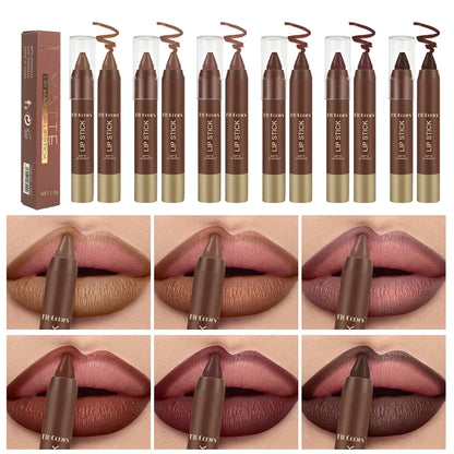 FIT COLORS Matte Soft Mist Lip Liner Lipsticks 6 Colors Smooth and Pigmented Non-Stick Chocolate Lipsticks
