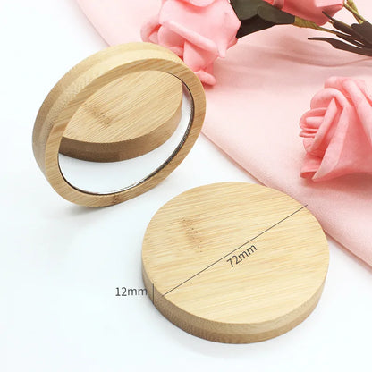 1Pc Pure Wood Cosmetic Mirror Portable Mirror Round Cosmetic Mirror Pocket Compact Mirror for Travel Accessories Beauty Tool