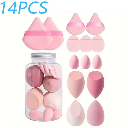 14PCS Makeup Sponge Set with Storage Jar Velvet Beauty Blenders Beauty Egg Powder Puffs Make Up Accessories Women Makeup Tools