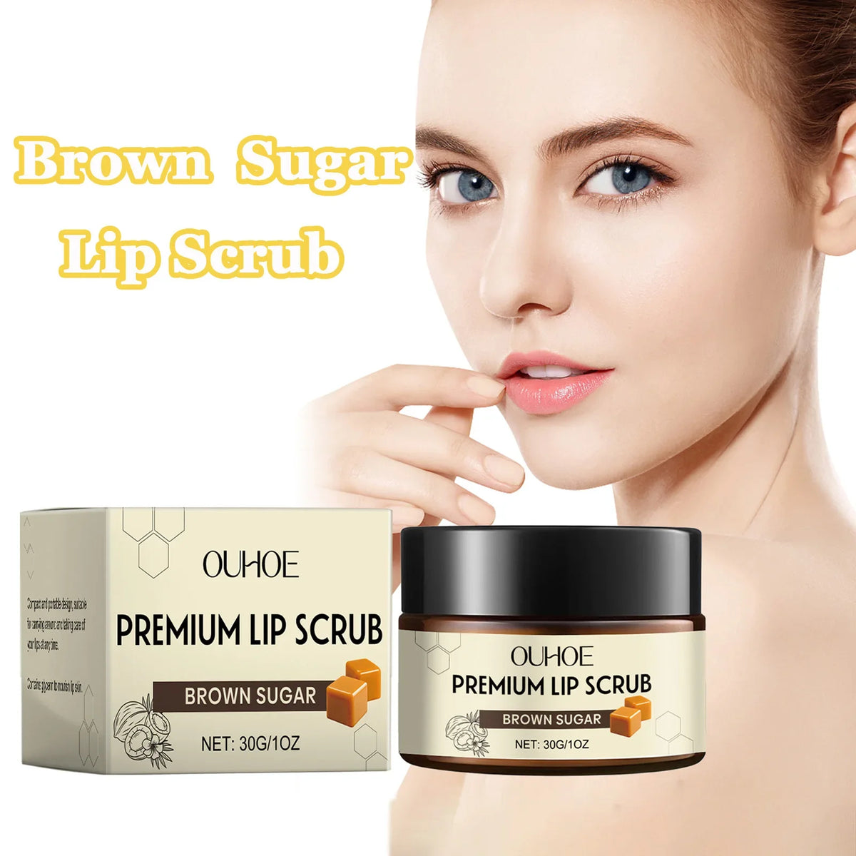 Brown Sugar Lip Scrub Gentle Exfoliating Dead Skin Removal Fade Lip Lines Moisturizing Nourishing Dry Chapped Lip Care 30g