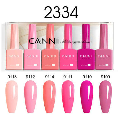 6pcs*9ml CANNI HEMA FREE Nail Gel Polish Set Gorgeous Color Semi Permanent Pigmented Painting Gel Soak off UV LED Gel Nails Kit