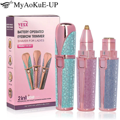 1pcs Usb Electric Eyebrow Trimmer Facial Hair Epilator Eyebrow Razor Women Body Painless Hairs Remover Shaver Eyebrows Profiler