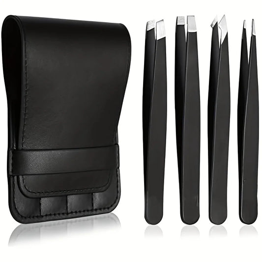 4Pcs Face Hair Removal Beautfy Makeup Tool Eyebrow Tweezers Rose Gold Pincet Clips Stainless Steel Lash Extension Tweezers