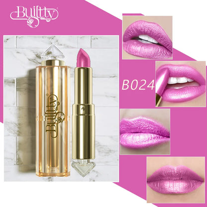 BUILTTY Korean Glitter Pearl Dropshiping Lipstick Matte Nude Color Long Lasting Waterproof Wholesale Price Red Pink Purple