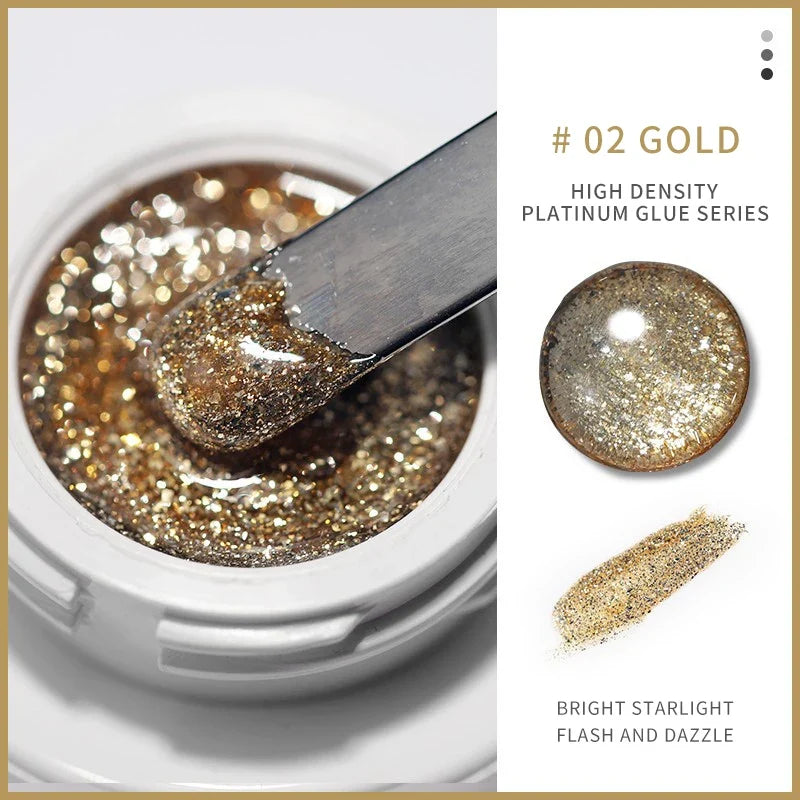 1 Bottle Silver Golden Metal Nail Painting Gel Soak Off Emboss UV Glitter Gel Reflective Professionals Painted Nail Gel Polish