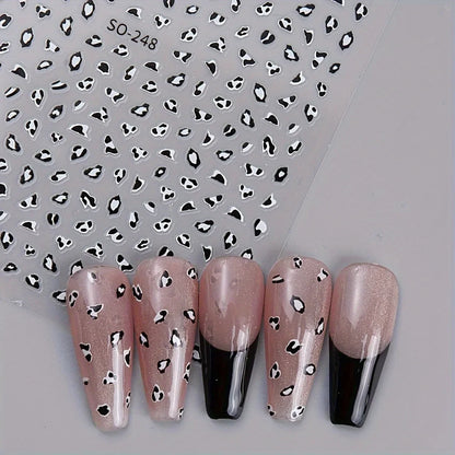 3PCS Meilad leopard print nail stickers, easy to apply for DIY nail decoration, gifts, party and wedding makeup styling