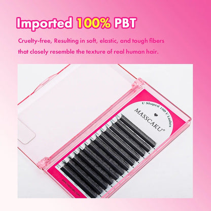 MASSCAKU U-shaped 3D 4D 5D Eyelash Extensions C D Curl U Shaped W Bloom Premade Fans Volume Lashes Natural Mink False Eyelashes