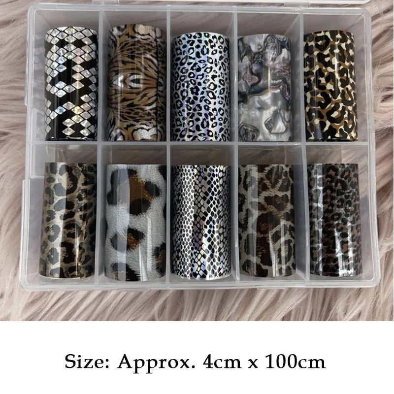 Neon Jelly Animal Nail Foils for Transfer Paper Stickers Sliders Adhesive Wraps DIY Water Leopard Print Nail Art Decorations
