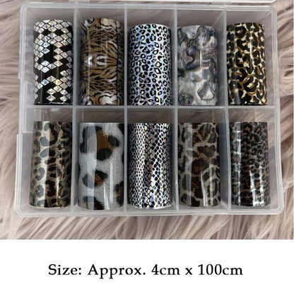 Neon Jelly Animal Nail Foils for Transfer Paper Stickers Sliders Adhesive Wraps DIY Water Leopard Print Nail Art Decorations