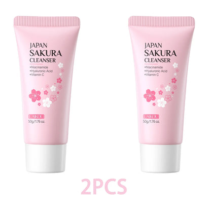 Laikou Sakura Facial Cleanser Deep Cleansing Pores Oil Control Moisturizing Brightening Face Wash Gentle For All Skin Types 50g