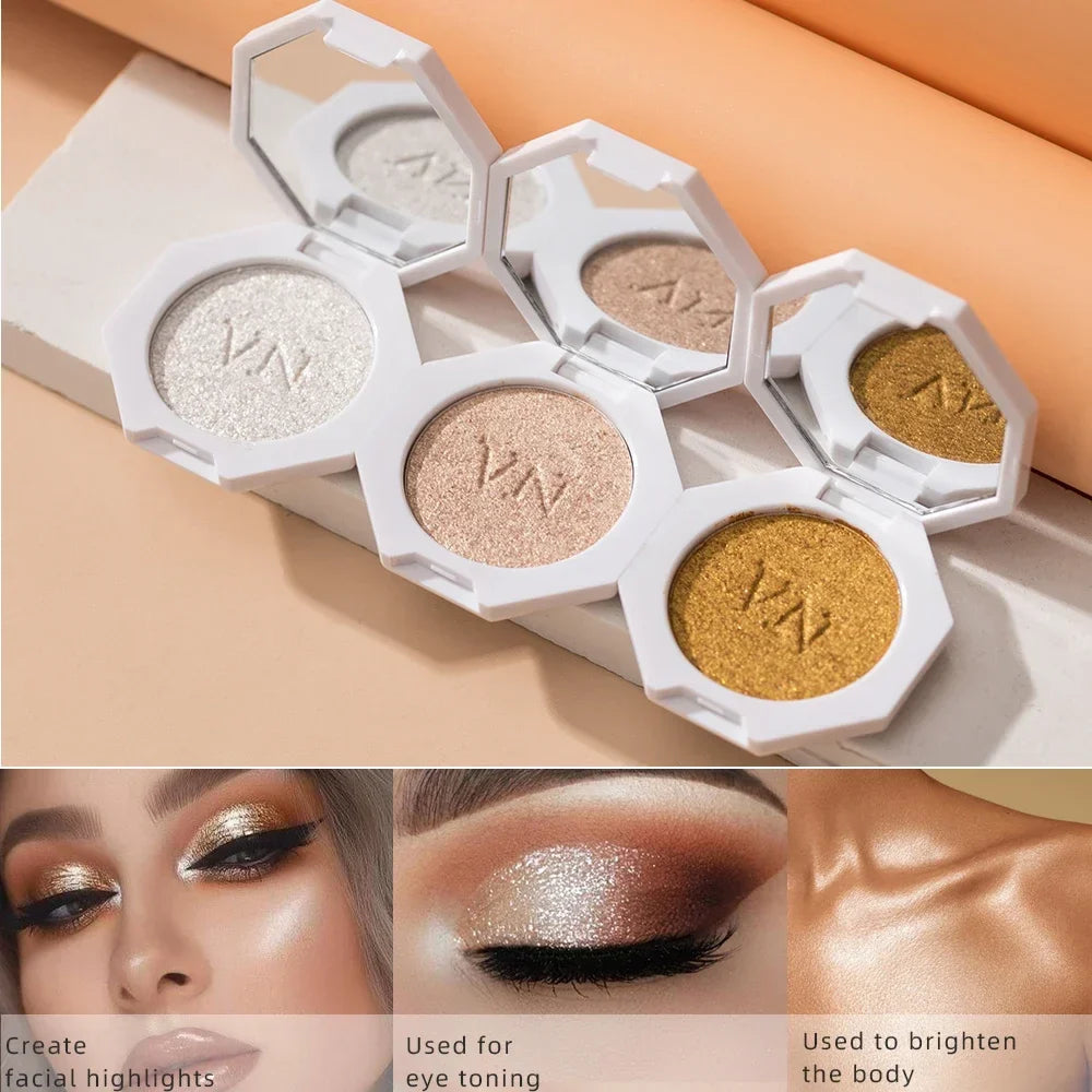 3 Color Highlighter Shimmer Waterproof Long-lasting Champagne Color Highlighter Powder Texture Brightening Facial Contours