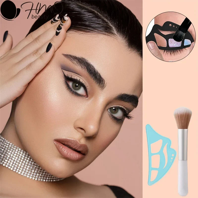 2pcs Silicone Eye Makeup Stencil Set Eyeshadow Auxiliary Tools for Novices Eyebrow & Under-Eye Liner Template Makeup Accessories