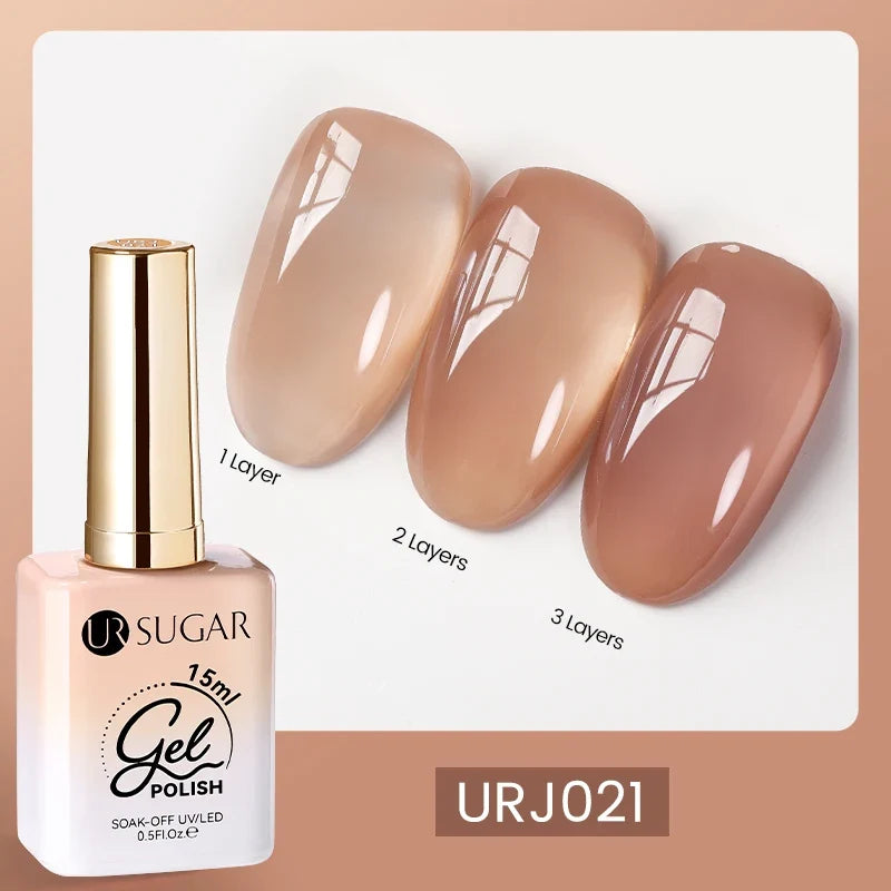 UR SUGAR 15ml Fiber Rubber Base Gel Upgrade Broken Nail Repaired Fiberglass Clear Quick Building UV Construction Gel Soak Off