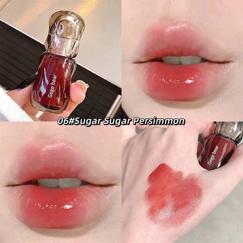 Gege Bear Crystal Gloss Lip Tint — Autumn/Winter Hydrating Formula, Mirror-Gloss Finish, Youthful Plumping Effect
