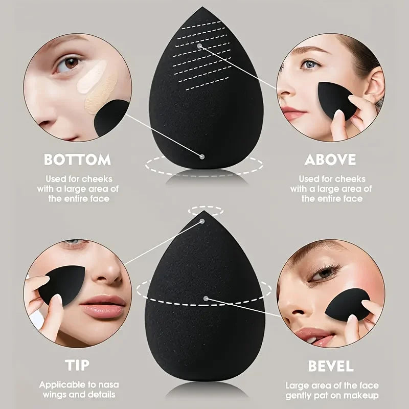 6PCS Pro Makeup Sponge Set-3-Size Dual Use Blenders & Triangle Puffs | Vegan Hypoallergenic for Liquid/Powder, Travel Essentials