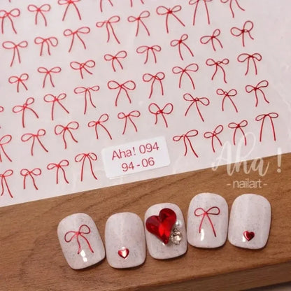 3D Small Bow Ribbon Bowknot Y2K Nail Sticker MIni Kawaii Japanese Adhesive Decals Nail Art Manicure Decorations DIY