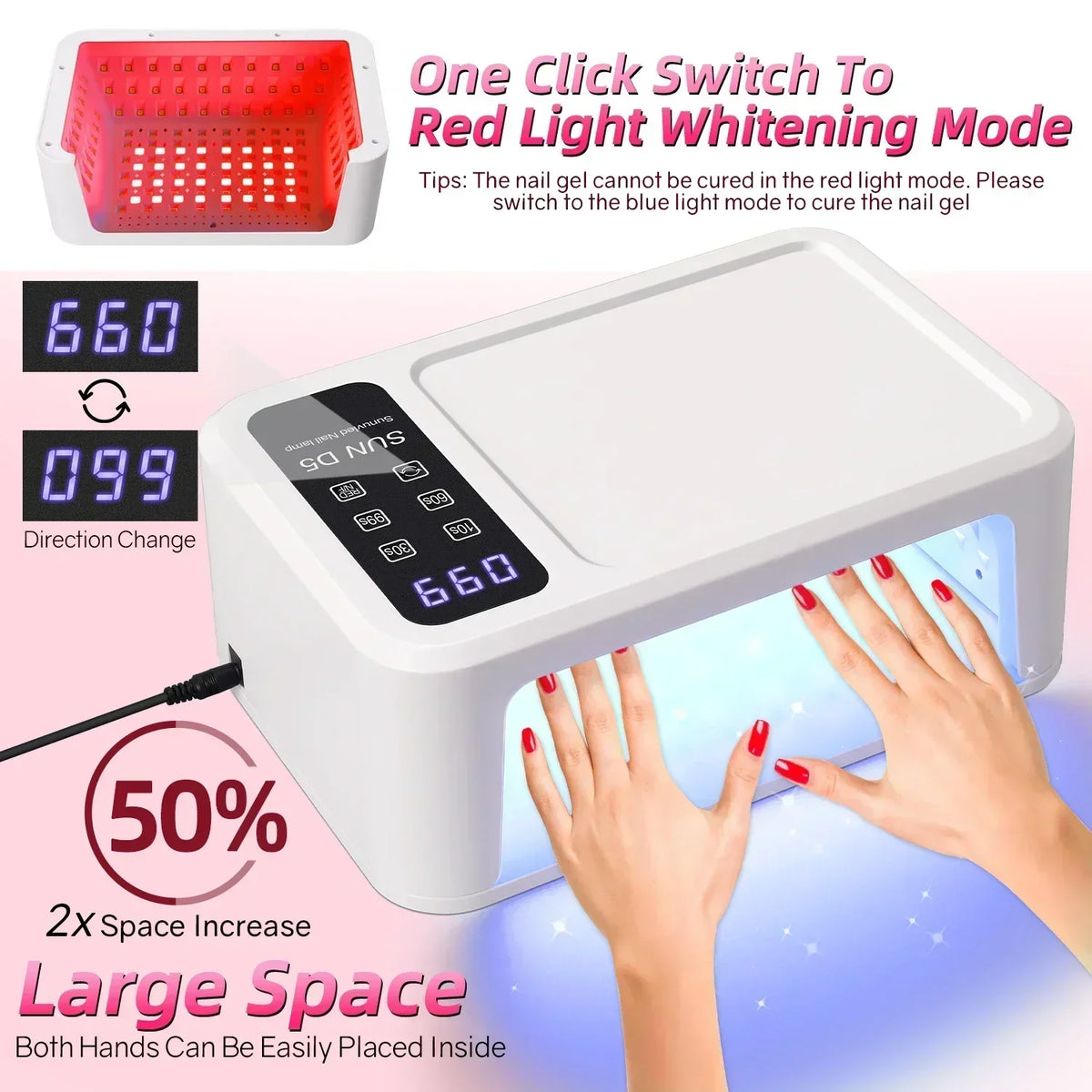 480W Big Space UV LED Nail Lamp For Manicure Lamp Drying Gel Nail Polish 140LEDS Nail Dryer With LCD Screens Salon Tools