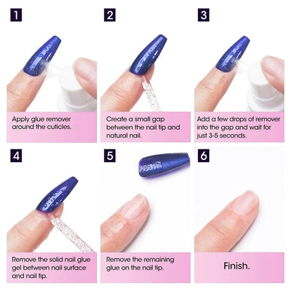 RSNAIL 100ml Nail Glue Remover for Press On Nails Solid Nail Glue Gel On Fake Nail Tips Acrylic Nail Can't Remove Gel Nail Polis