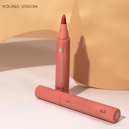 Lip Tint Pen, 6 Colors Available, Matte Water Lipstick, Non-Stick Cup, Long-Lasting, Smooth Lip Liner and Lip Stain Combo