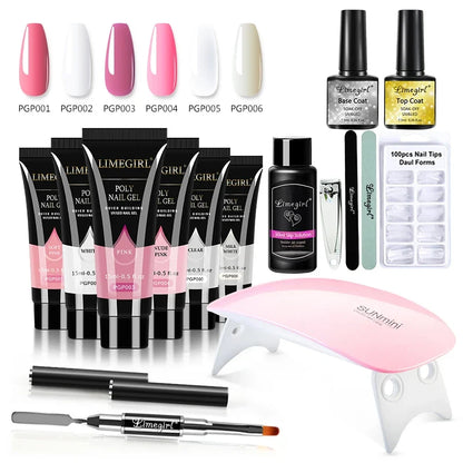 limegirl 15ml Extension Nail Gel Set 6W LED Lamp Full Manicure Set Finger Extend Mold Nail Kit All For Quick Extension Tool Kit