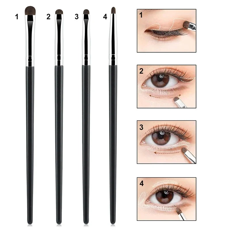 4pcs small eyeshadow brush Detail Makeup Brush Pony Hair Eye Makeup Eyeliner Brush Fine Smudge Concealer Portable Set