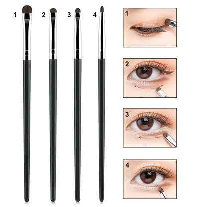 4pcs small eyeshadow brush Detail Makeup Brush Pony Hair Eye Makeup Eyeliner Brush Fine Smudge Concealer Portable Set