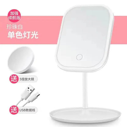 Led Vanity Mirror Intelligent Adjustable Monochrom/3color Light Vanity Mirror Desktop Fill Light Mirror One Touch Charging Model